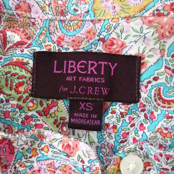 Liberty London Arts Fabrics x J. Crew Colourful Paisley Partial Button Blouse XS - Picture 13 of 16